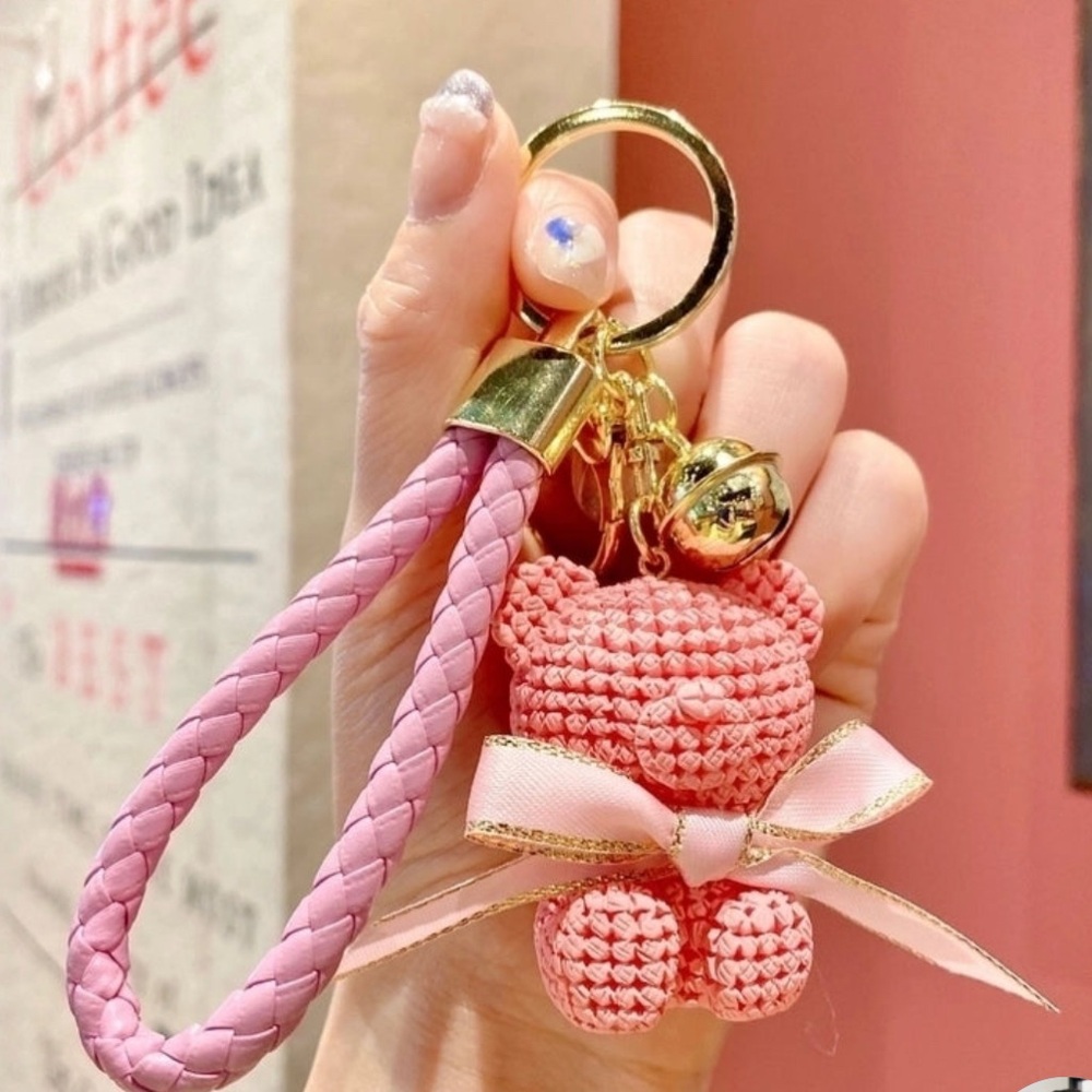 Pink Bear Resin Metal Keychain and/or Bag charm *NEW*